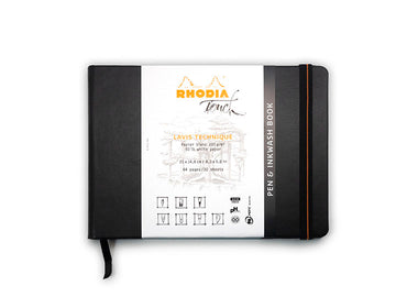 【Rhodia｜Touch】Peninkwashbook 探索水墨繪本_精裝硬皮側掀式束帶_橫幅__空白_200g_90lb_32張