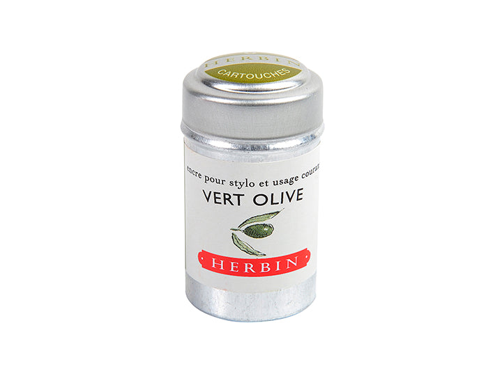 【Herbin｜珍珠彩墨】橄欖綠_VertOlive_卡式墨水管_罐裝_6入
