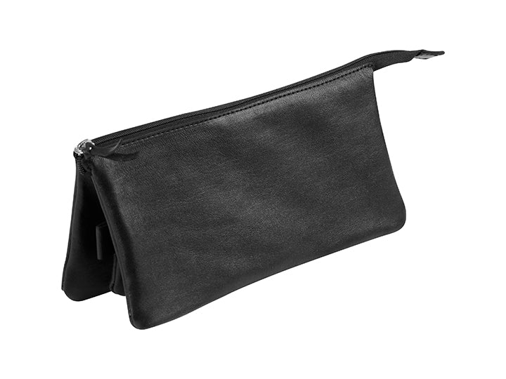 【Clairefontaine｜Leather pencil cases】植鞣小羊皮革拉鍊軟袋_雙袋_21x3x11cm